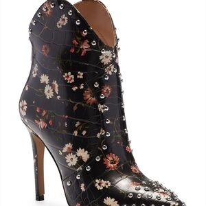 Jessica Simpson Black Floral Studded Ankle Boots